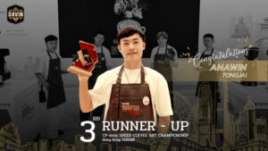Anawin Tongjai wins 3rd runner-up at CP-Meiji Speed Coffee Art Championship, Hong Kong Episode, representing DAVIN Cafe