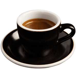 Rich espresso shot served in a black cup at Davin Cafe