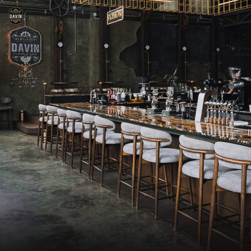 Executive meeting venue in Ramintra featuring an industrial-style space with bar seating, ideal for business meetings, strategy discussions, and professional corporate gatherings