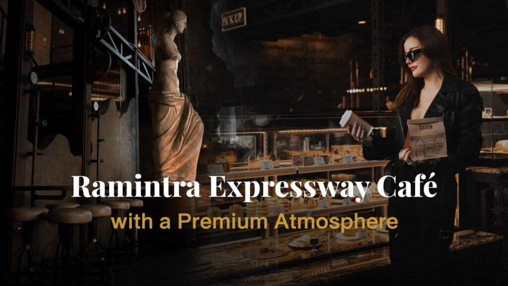 A photogenic interior corner at Davin Cafe, a premium cafe along the Ramintra Expressway, blending European-inspired design with a refined atmosphere ideal for coffee lovers, lifestyle photography, and immersive cafe experiences.