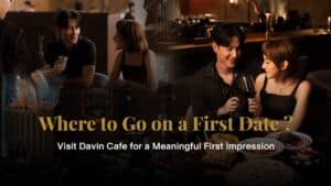 Hero image showing romantic cafe and dinner scenes for a first date guide, illustrating ideal places to go for a memorable first meeting