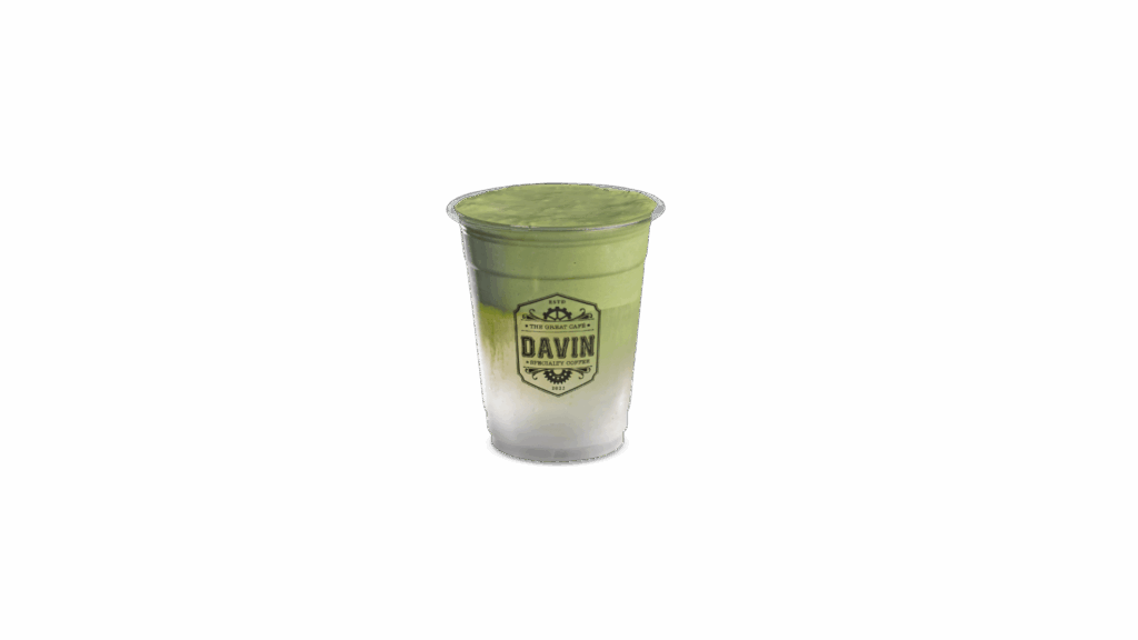 COCONUT MATCHA at DAVIN CAFE, premium coconut matcha latte with creamy coconut milk and authentic matcha green tea, refreshing smooth iced matcha drink for healthy cafe lovers