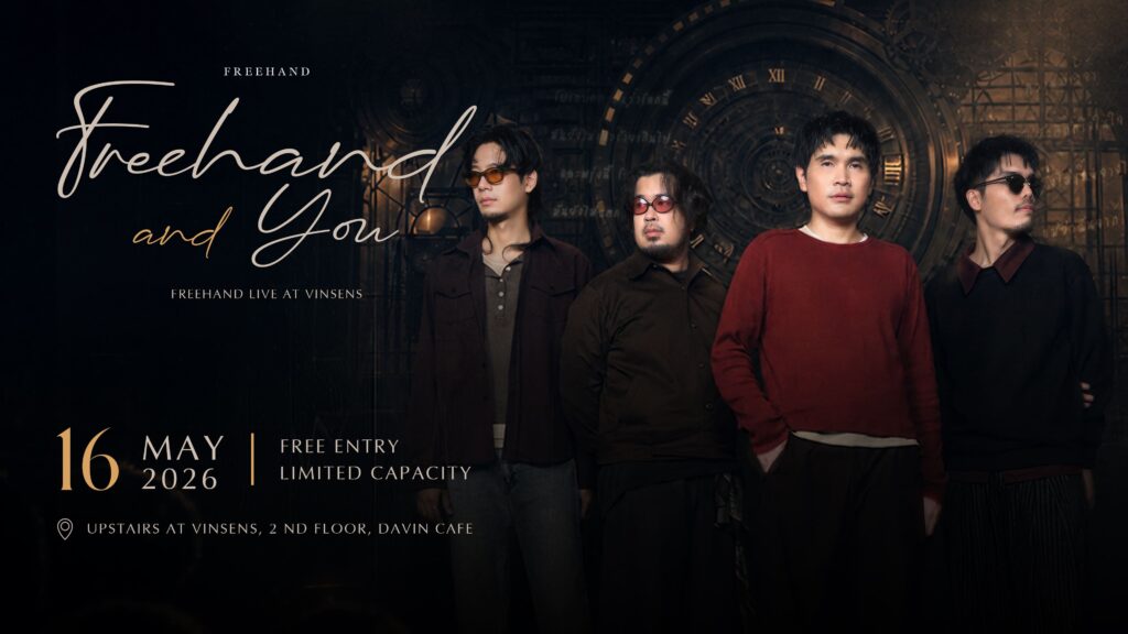 Freehand Concert live music poster at VINSENS inside DAVIN CAFE Bangkok, an exclusive indie live music event and premium concert experience for Freehand fans in Thailand