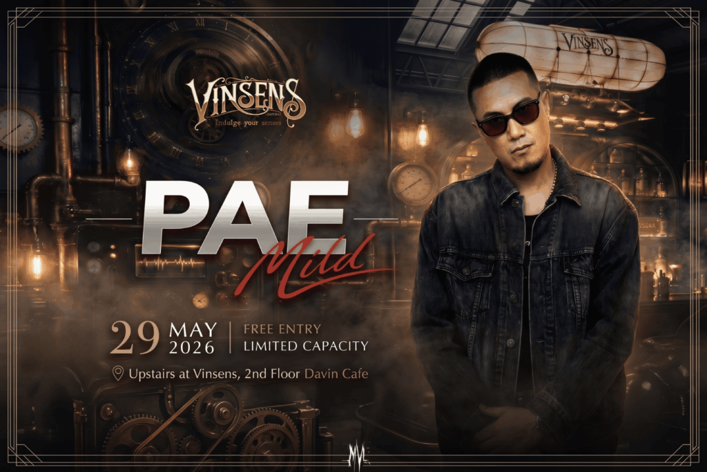 โปสเตอร์คอนเสิร์ต เป้ วง มายด์ ที่ DAVIN CAFE และ VINSENS กรุงเทพ บรรยากาศไลฟ์มิวสิกสุดพรีเมียม เหมาะสำหรับสายดนตรี คาเฟ่หรู และแฟนเพลง Pae Mild ตัวจริง