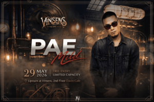 โปสเตอร์คอนเสิร์ต เป้ วง มายด์ ที่ DAVIN CAFE และ VINSENS กรุงเทพ บรรยากาศไลฟ์มิวสิกสุดพรีเมียม เหมาะสำหรับสายดนตรี คาเฟ่หรู และแฟนเพลง Pae Mild ตัวจริง
