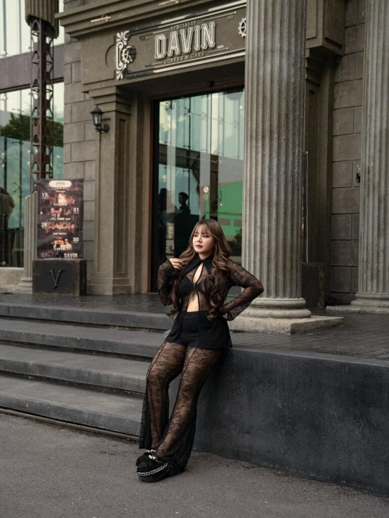 European style cafe Bangkok at DAVIN CAFE with a fashion photo spot by the classical column entrance