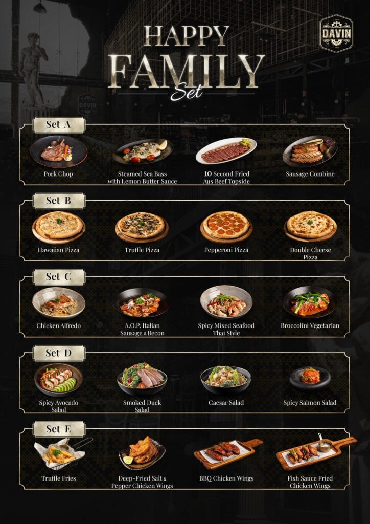 Mother's Day gift Happy Family Set menu at DAVIN CAFE for Mother's Day 2026, featuring customizable family meal sets for celebrating with loved ones in a European-inspired café atmosphere.