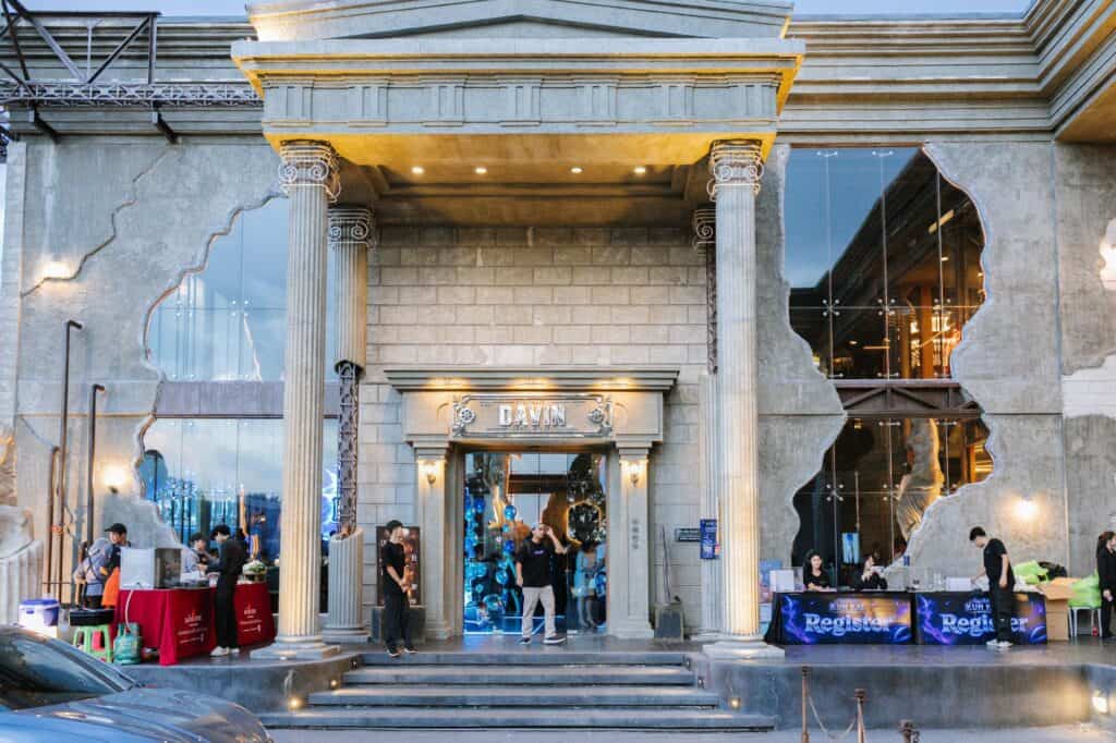 DAVIN CAFE entrance for Private Party and Private Event with distinctive European-inspired architecture